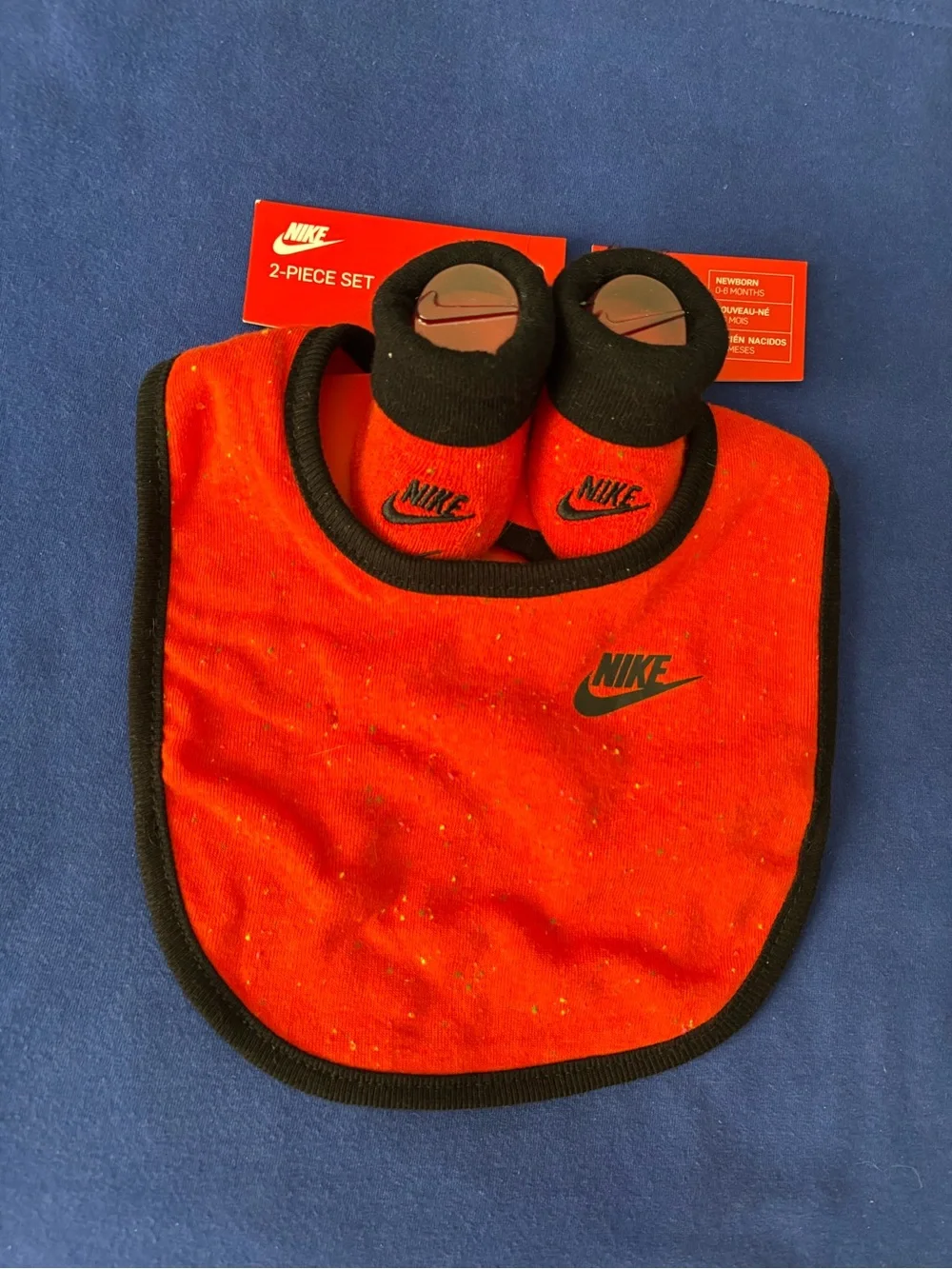 Nike Baby Bib, Booties & Beanie Set - Red and Blue